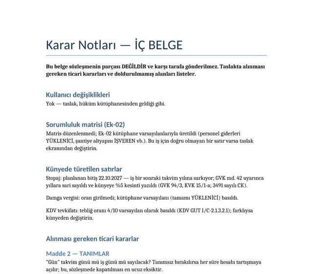 Word · İç karar notları