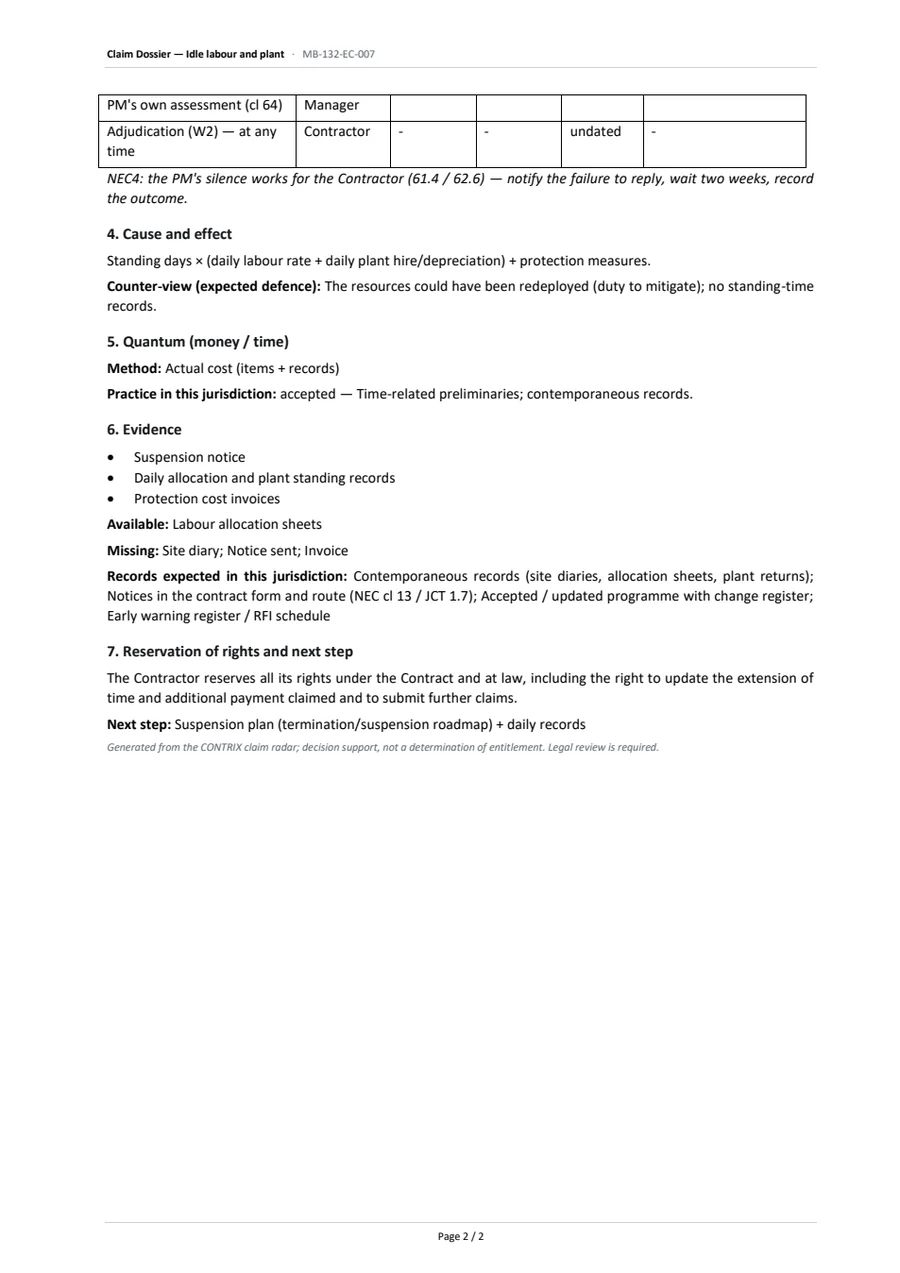 Claim dossier page 2